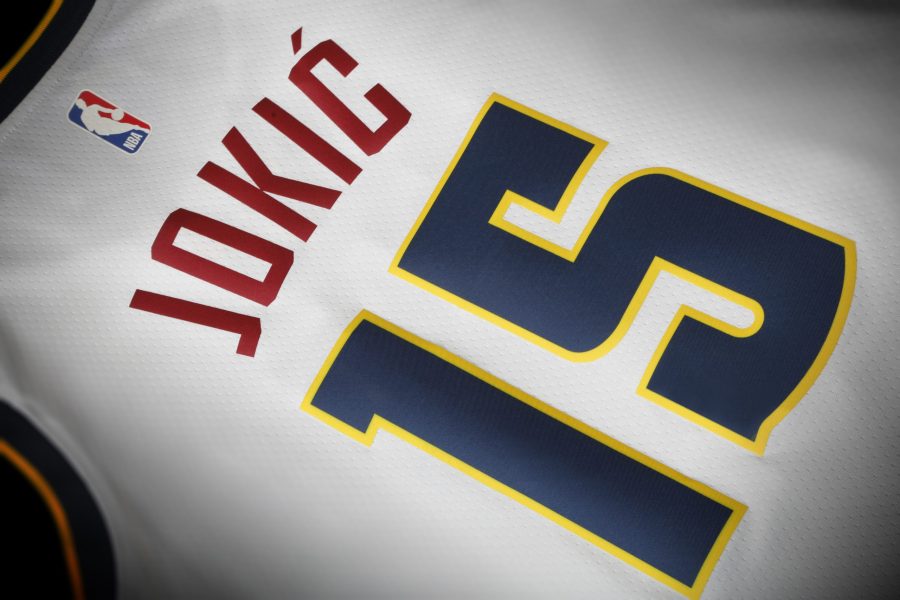 Image showing Jokic 15 on a NBA jersey with a font manufactued by Elms