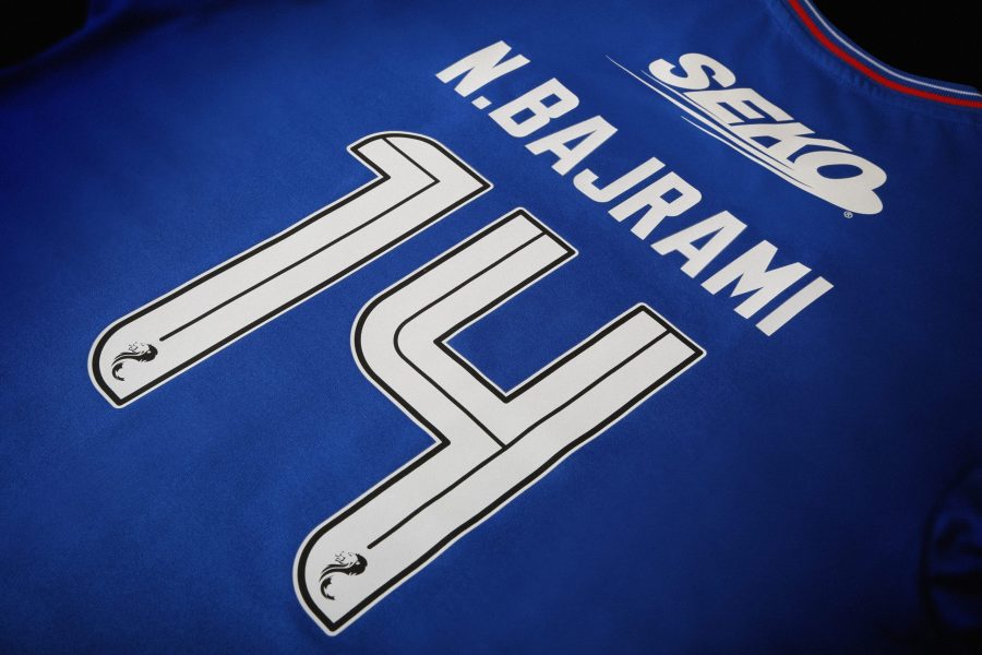 Image showing a blue jersey with the SPFL font manufactured by ELms