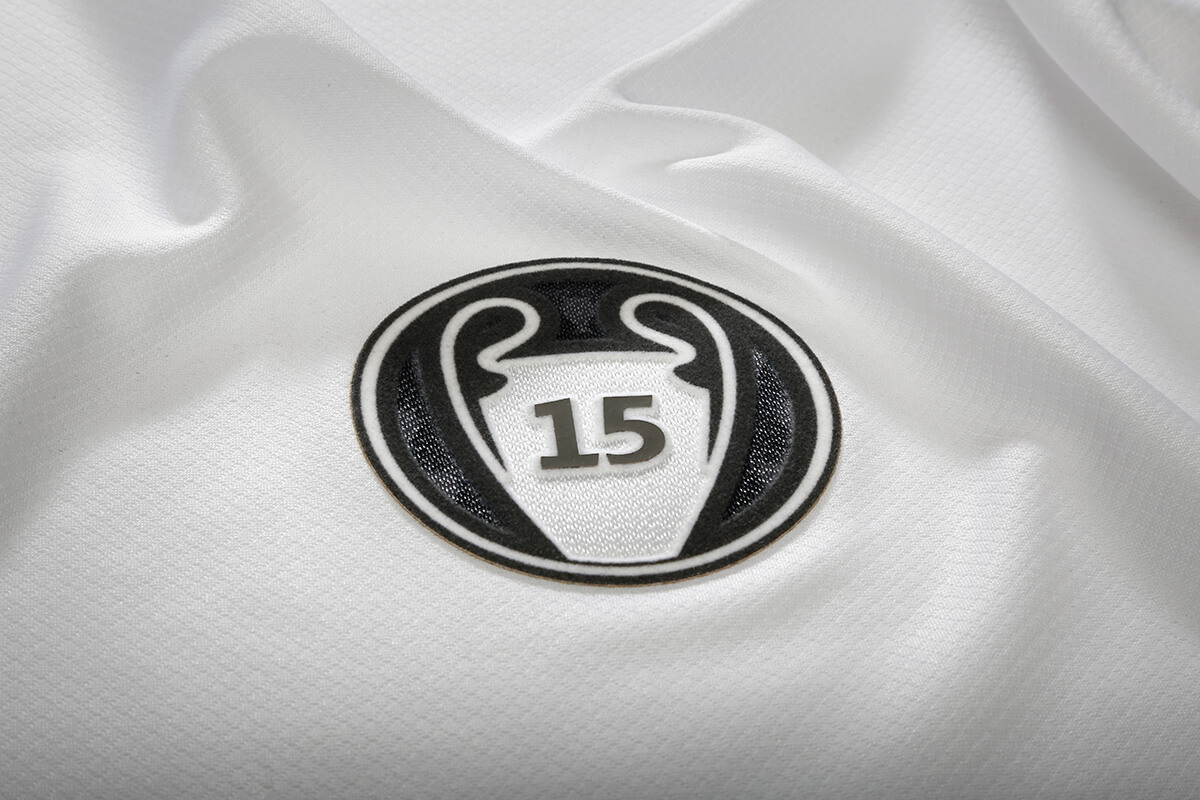Image showing the detail on a UEFA Champions League 15 winners badge